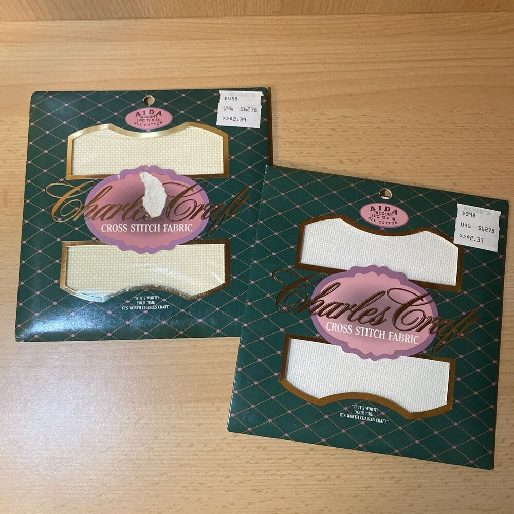 Charles Craft Aida 18/14 Count 100% Cotton Cross Stitch Fabric Cream 12” x 18”